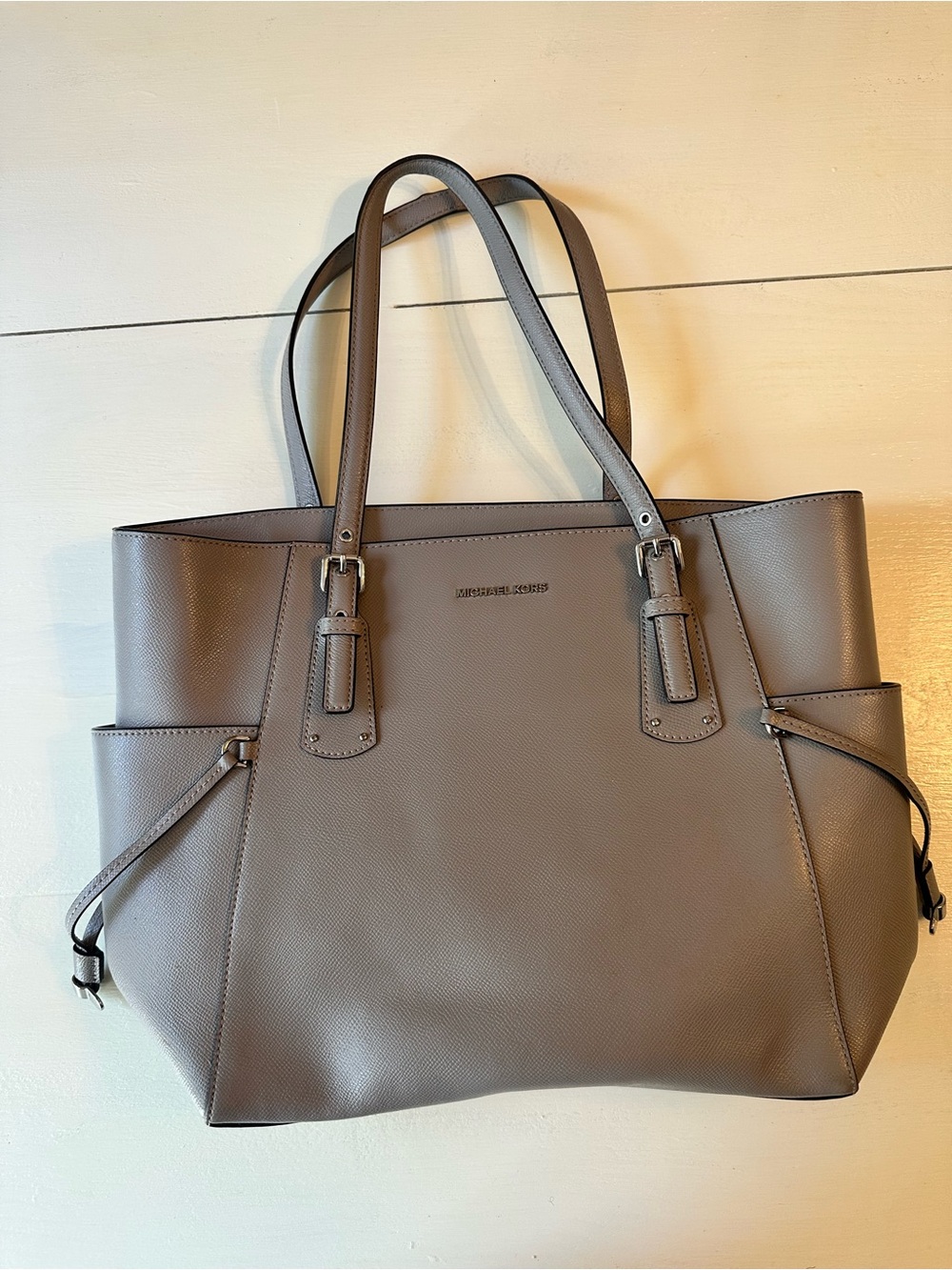 Michael Kors Pebbled Leather Tote in Taupe Gray